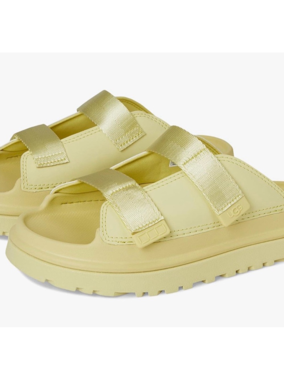 Uggs Golden Glow/yellow platform Velcro strap slip slides NWT